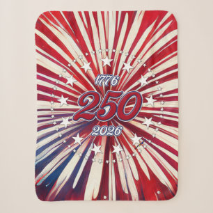 America’s 250th Birthday 1776-2026 RWB Fireworks Sherpa Blanket