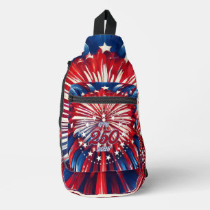 America’s 250th Birthday 1776-2026 RWB Fireworks Sling Bag