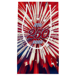 America’s 250th Birthday 1776-2026 RWB Fireworks Small Gift Bag