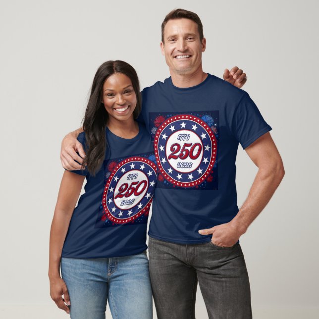 America’s 250th Birthday 1776-2026 RWB Fireworks T-Shirt (Unisex)