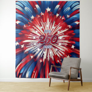 America’s 250th Birthday 1776-2026 RWB Fireworks Tapestry