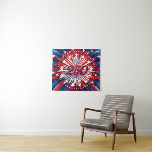 America’s 250th Birthday 1776-2026 RWB Fireworks Tapestry