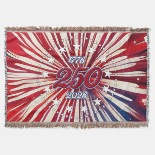 America’s 250th Birthday 1776-2026 RWB Fireworks Throw Blanket