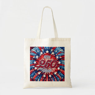 America’s 250th Birthday 1776-2026 RWB Fireworks Tote Bag