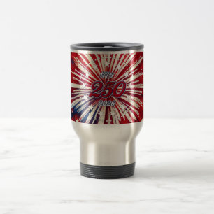America’s 250th Birthday 1776-2026 RWB Fireworks Travel Mug