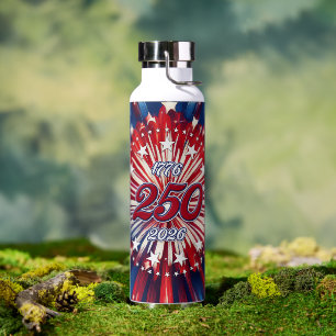 America’s 250th Birthday 1776-2026 RWB Fireworks Water Bottle