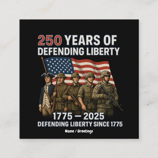 America’s 250th Birthday US Flag Military Parade  Square Business Card (Front)