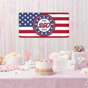 America’s 250th Birthday With USA Flag Banner
