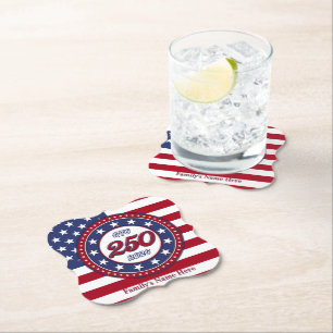 America’s 250th Birthday With USA Flag Paper Coaster