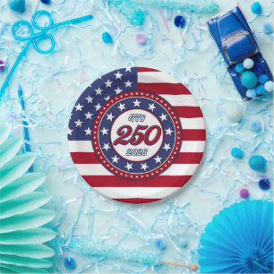 America’s 250th Birthday With USA Flag Paper Plate