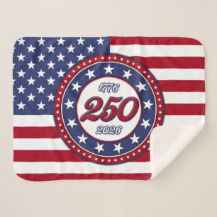 America’s 250th Birthday With USA Flag Sherpa Blanket