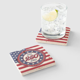America’s 250th Birthday With USA Flag Stone Coaster