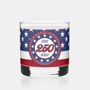 America’s 250th Birthday With USA Flag Whiskey Glass