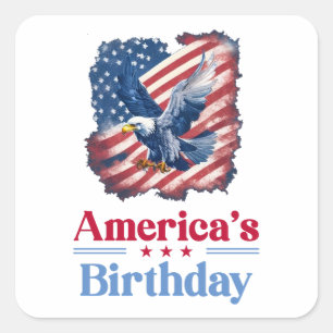 America’s Birthday Eagle Square Sticker