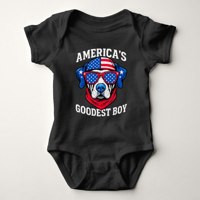 America’s Goodest Boy Dog Baby Bodysuit (Front)