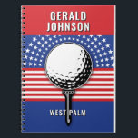 America’s Patriotic Golf Design Notebook<br><div class="desc">Americas Patriotic Golf Design by Edward Eksi,  Easy modification of TEXTS for your needs.</div>