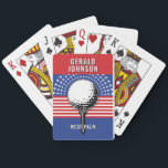 America’s Patriotic Golf Design Playing Cards<br><div class="desc">Americas Patriotic Golf Design by Edward Eksi,  Easy modification of TEXTS for your needs.</div>