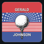 America’s Patriotic Golf Design Square Sticker<br><div class="desc">Americas Patriotic Golf Design by Edward Eksi,  Easy modification of TEXTS for your needs.</div>