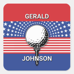 America’s Patriotic Golf Design Square Sticker