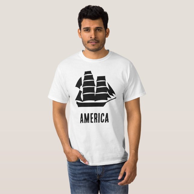 America Sailing Ship T-Shirt (Front Full)