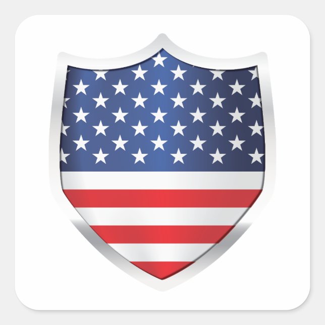 America Silver Shield Flag Square Sticker (Front)
