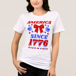 America Since 1776 Red Gingham Bow Tri-Blend Shirt