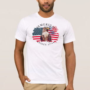 America Since 1776 With Flag, Eagle & Fireworks T-Shirt