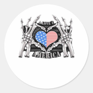 America Skeleton Hands Classic Round Sticker
