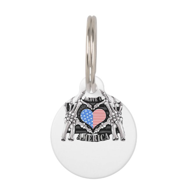 America Skeleton Hands Pet Tag (Front)