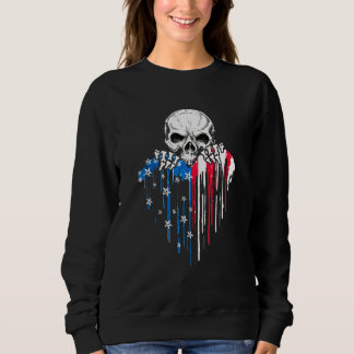 America Skull Heart America Flag  Cool America Sweatshirt