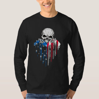 America Skull Heart America Flag  Cool America T-Shirt