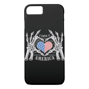 America Skull Skeleton Hand Artwork Editable Layer Case-Mate iPhone Case