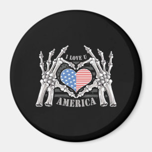 America Skull Skeleton Hand Artwork Editable Layer Magnet