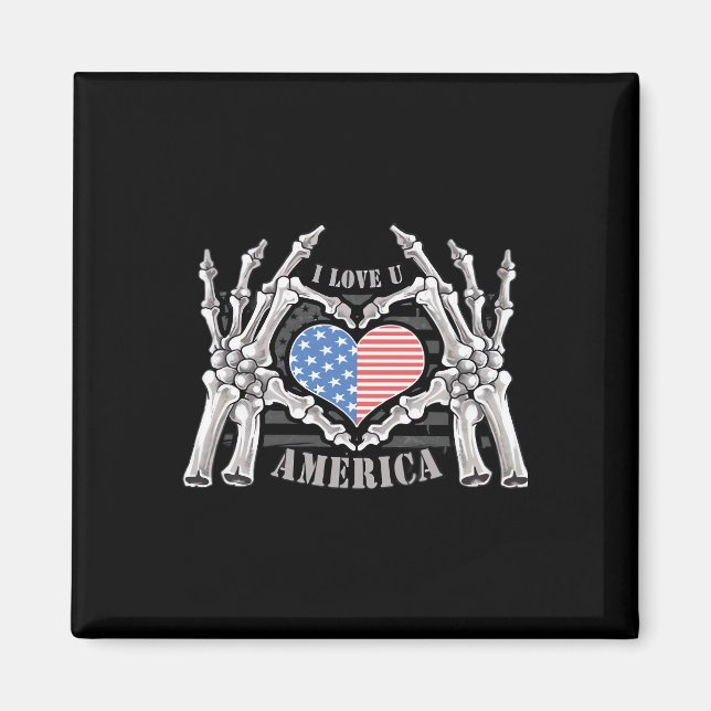 America Skull Skeleton Hand Artwork Editable Layer Magnet (Front)