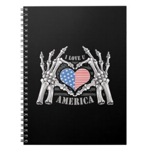 America Skull Skeleton Hand Artwork Editable Layer Notebook