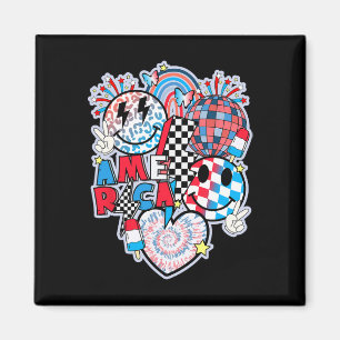 America Smile Face Heart American Flag Women Men 4 Magnet
