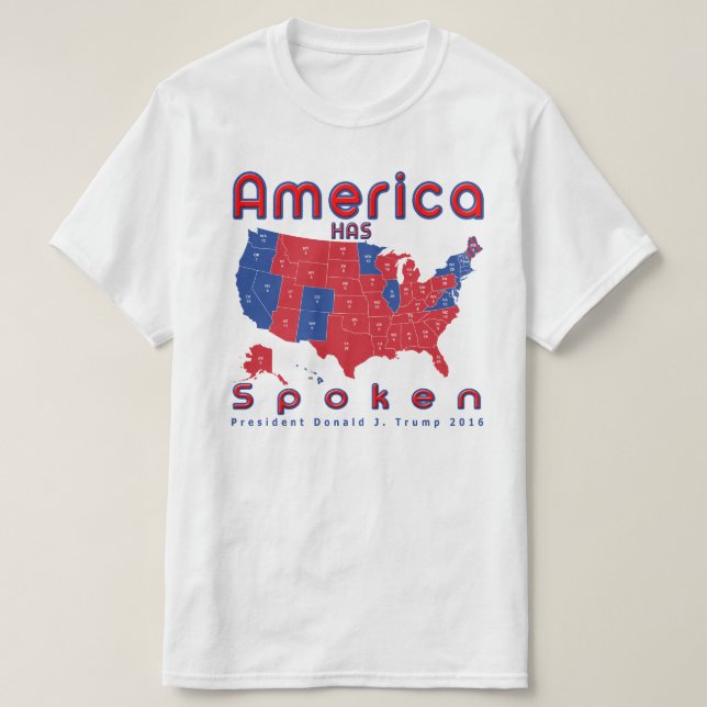 America Speaks Red White Blue Donald Trump T-Shirt (Design Front)