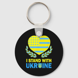 America Stand With Ukraine Shirt Ukrainian Usa Fla Key Ring