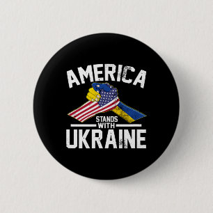 America Stands With Ukraine Ukrainian American Fla 6 Cm Round Badge