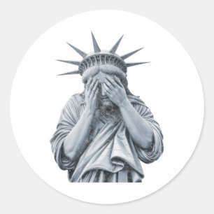 America Statue Of Liberty Cry Funny Meme Men Women Classic Round Sticker