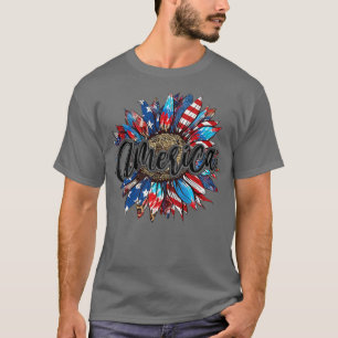 America Sunflower 4th Of July Independence Day Pat T-Shirt