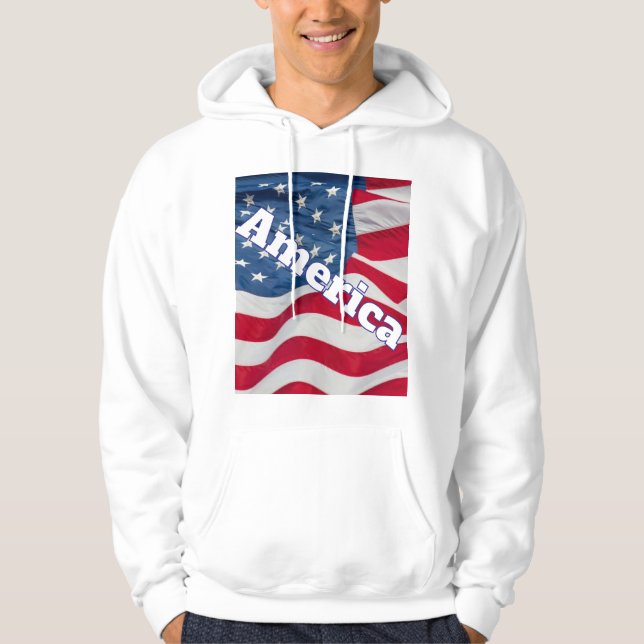 America  Sweatshirt pull over w/flag waving (Front)