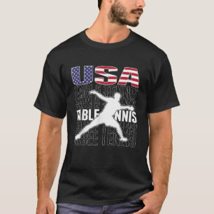 America Table Tennis Fans Jersey American Flag Pin T-Shirt