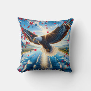 America the Beautiful Patriotic USA Throw Pillow
