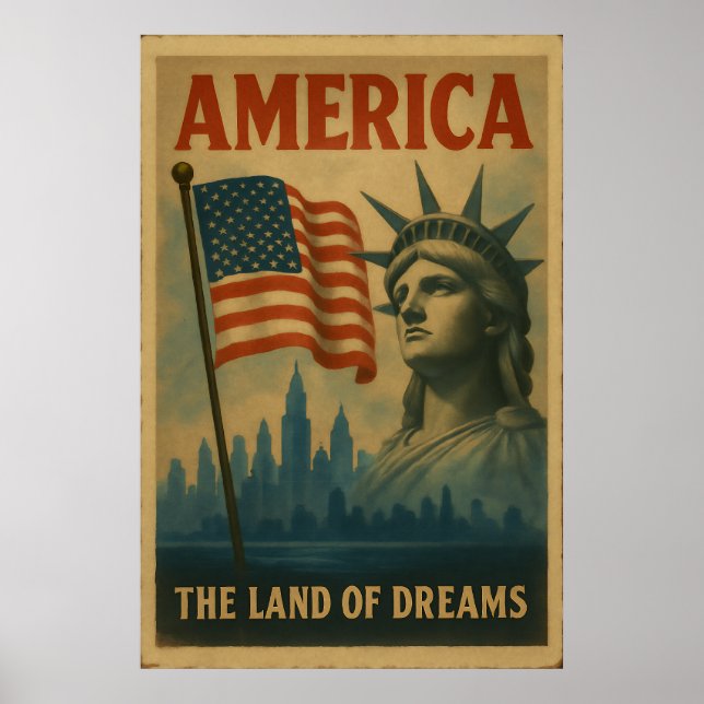 America – The Land of Dreams,  Vintage  Poster (Front)