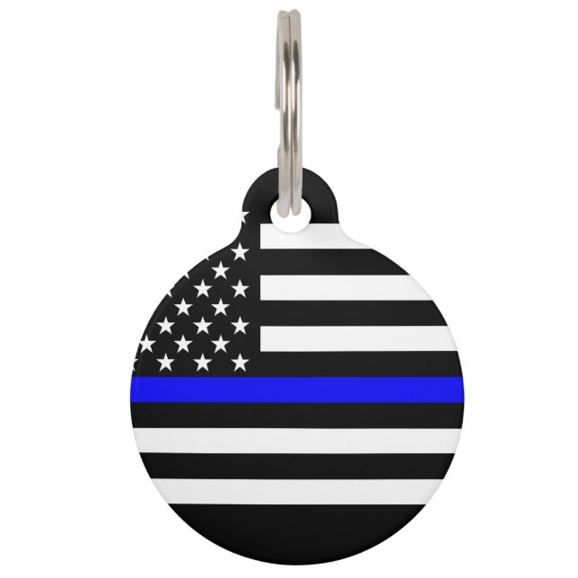 America Thin Blue Line Symbol Pet Tag (Front)