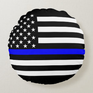 America Thin Blue Line Symbol Round Cushion