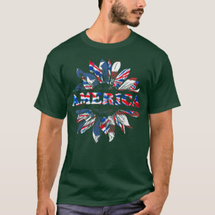 America Tie Dye Sunflower 4th Of July Sunflower Pa T-Shirt