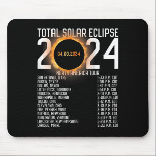 America Tour 2024 Totality On Back Solar Eclipse Mouse Pad