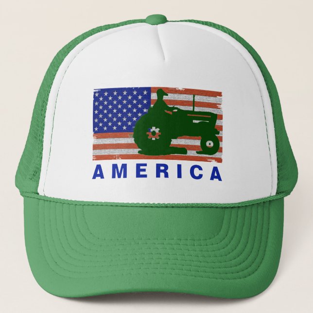 AMERICA -Tractor FLAG Trucker Hat (Front)